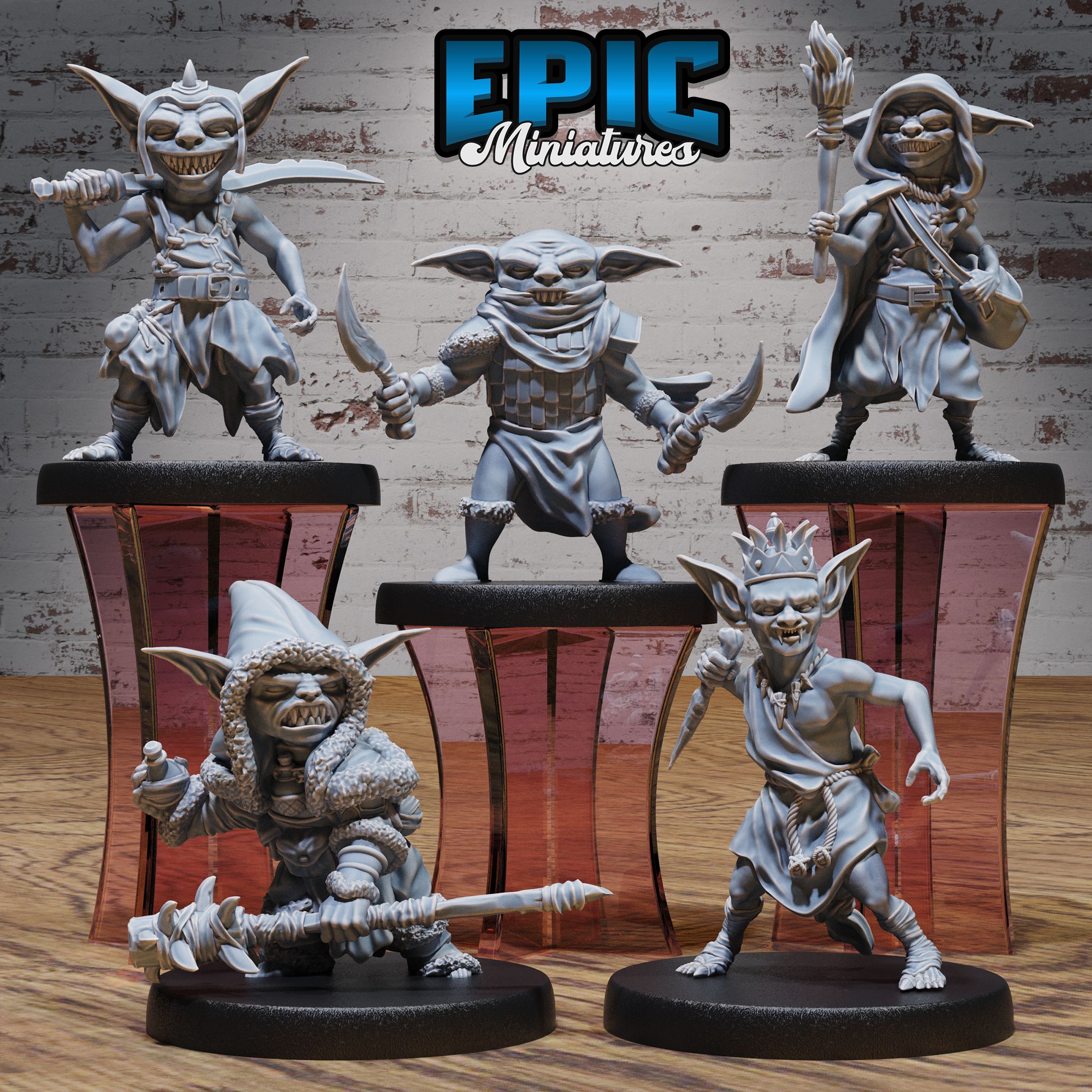 Goblin Tribe Set A / Goblinoid Male Creature / Evil Ogre Warrior / Green Skin Army Soldier / Siege Servan / Forest Fighter / Woodland Encounter